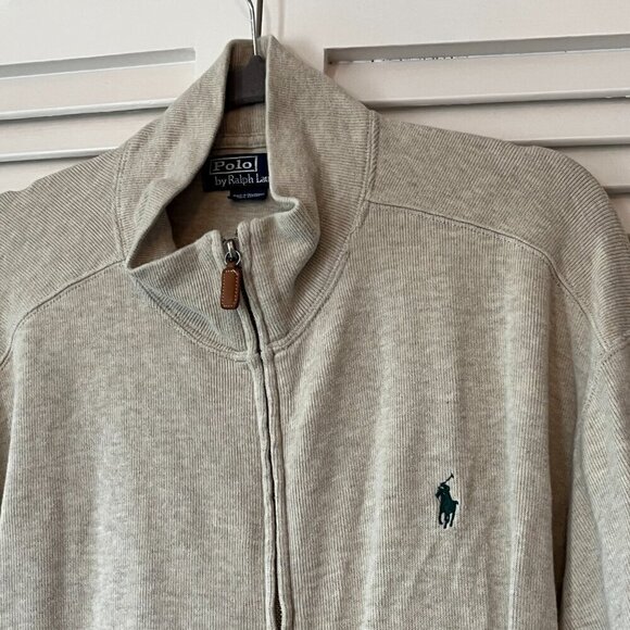 Polo Ralph Lauren XL men full zip knit jacket oatmeal - Picture 3 of 9